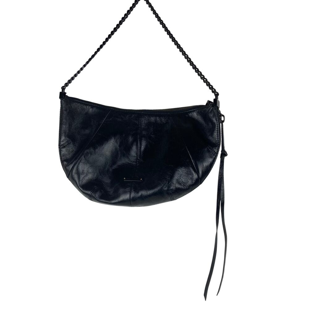 Rebecca Minkoff Black Leather Shoulder Bag with Chain Strap